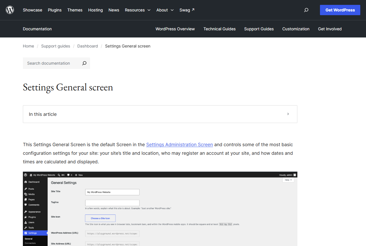 WordPress.org Documentation