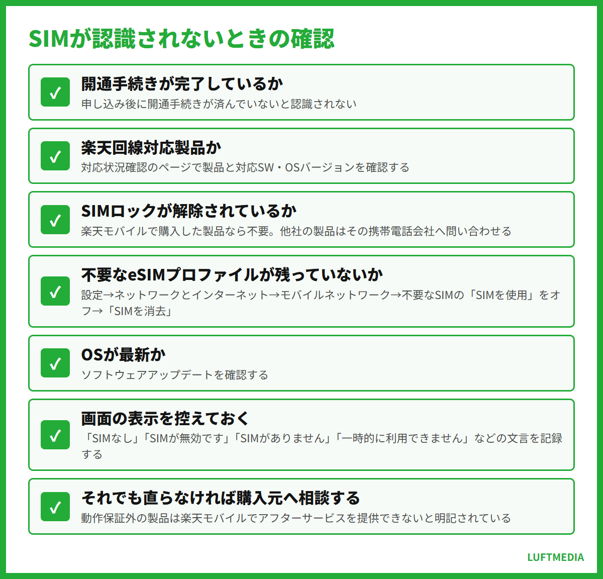 楽天モバイル 対応機種 android SIMが認識されないときの確認